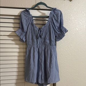 Lulu's Light Blue Ruffle Sleeve Romper